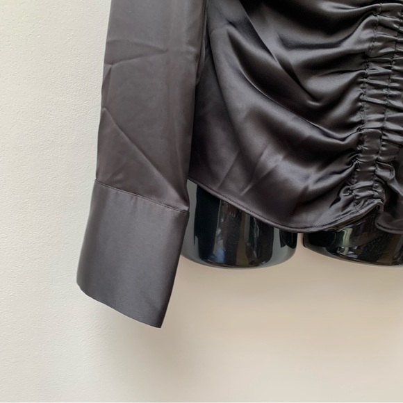 Zara black satin plunge blouse size small new - Picture 12 of 12